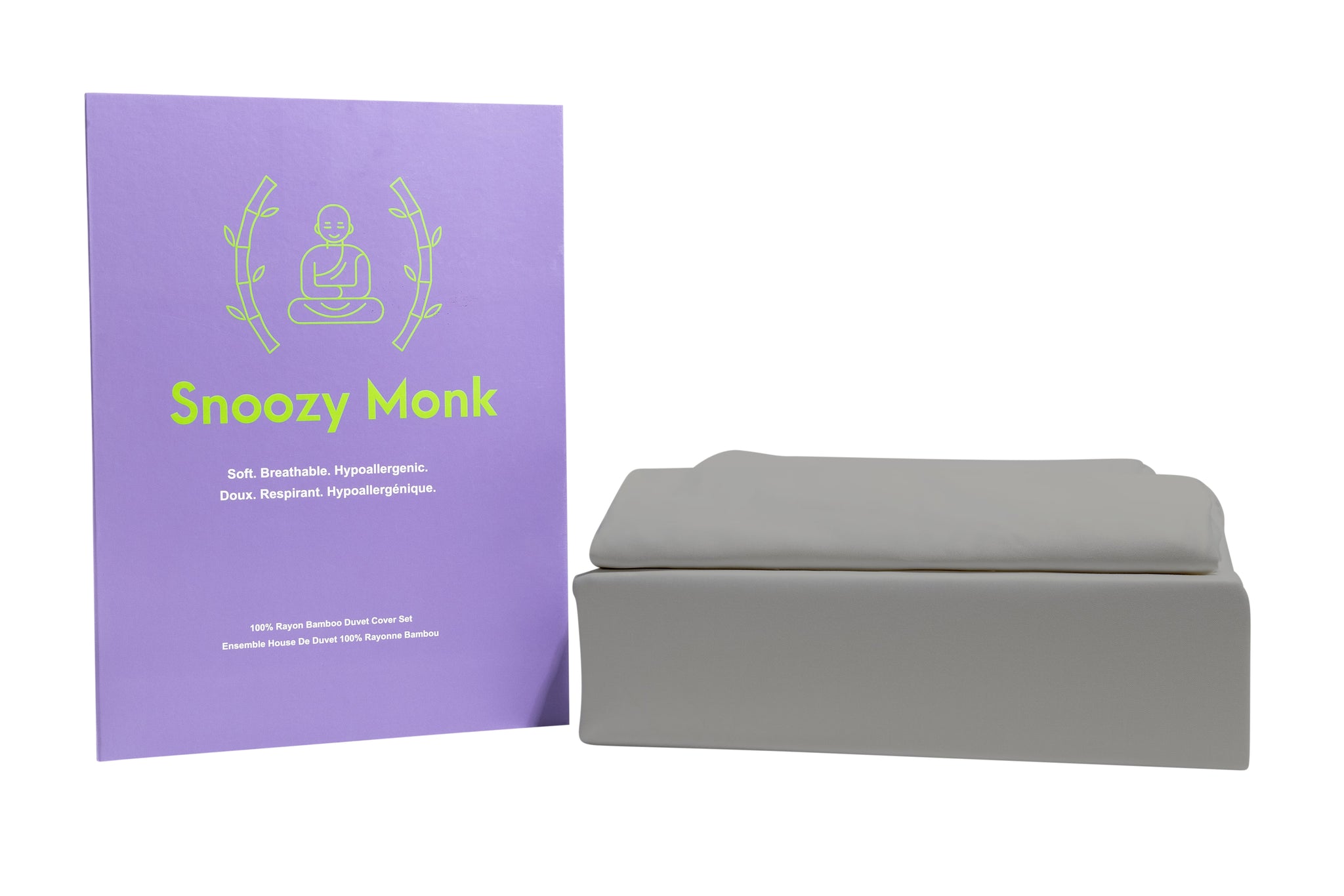 A Grey Snoozy Monk Bamboo Duvet Cover Set
