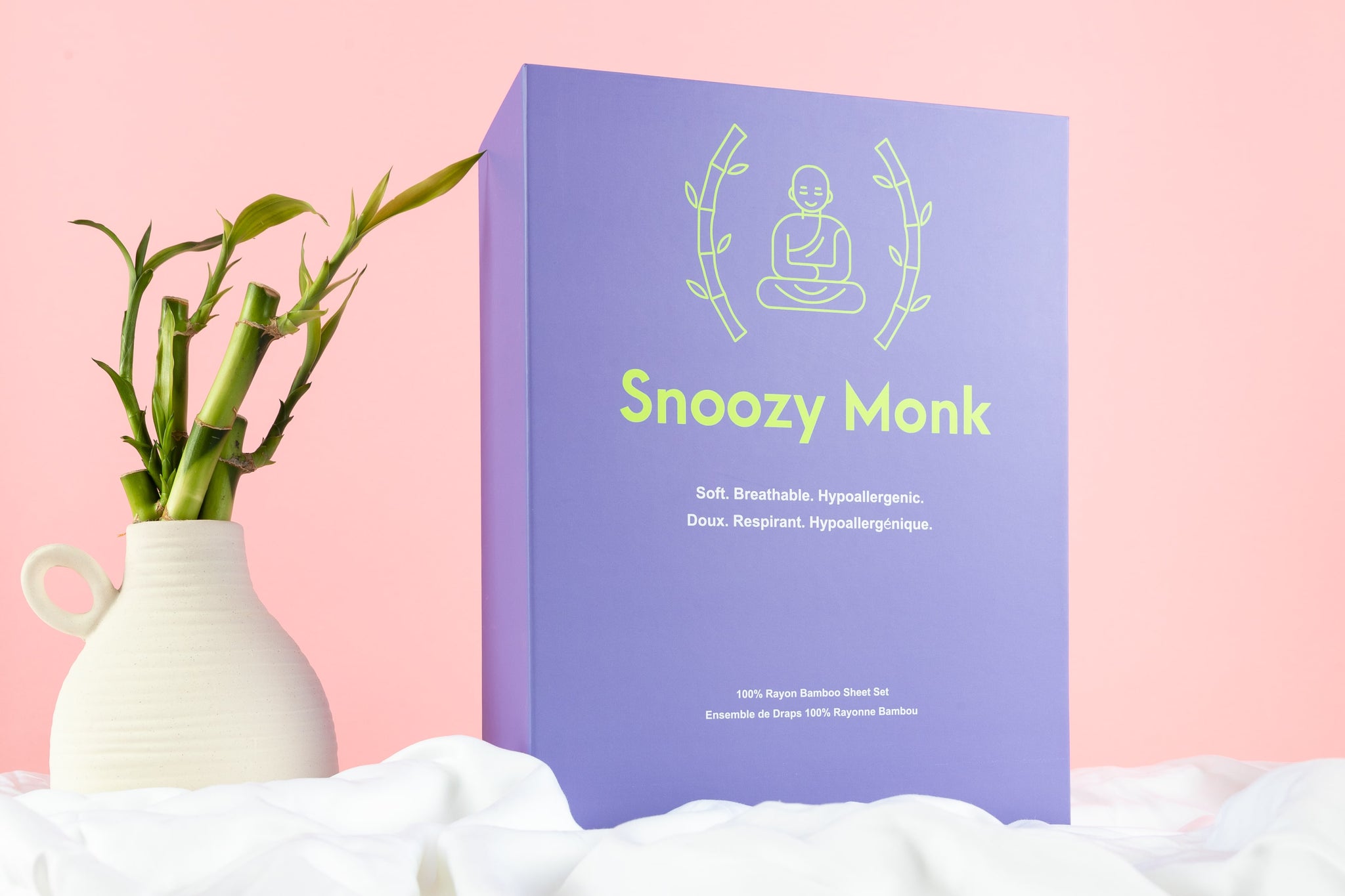 An image of Canadian Snoozy Monk Bamboo Bed Sheet Set and Bamboo Duvet Cover Set