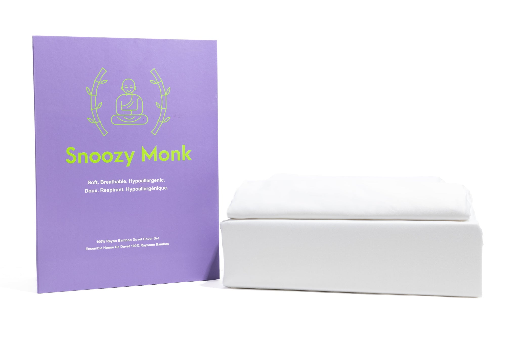 A White Snoozy Monk Bamboo Duvet Cover Set