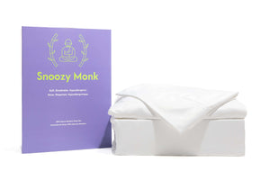 A White Snoozy Monk Rayon Bamboo Sheet Set with box