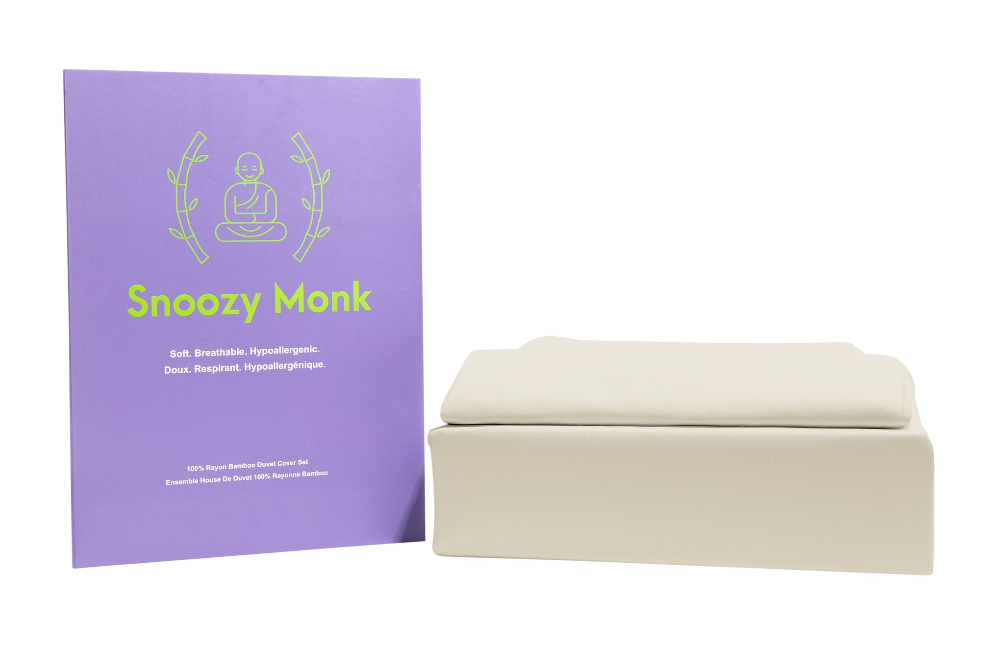 A Cream Ivory Snoozy Monk Bamboo Duvet Cover Set