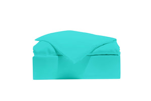 A blue Snoozy Monk Rayon Bamboo Sheet Set with box
